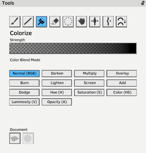 Colorize tool panel