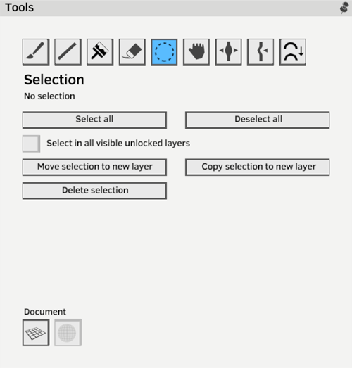 Selection tool panel